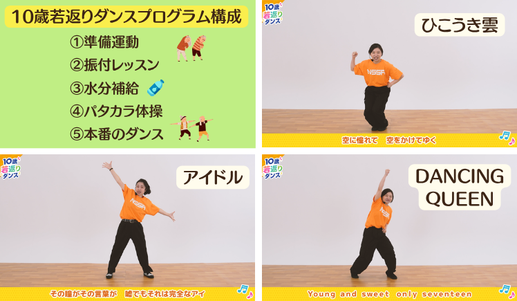10歳若返りダンスのプログラム構成と、実際のダンスの1場面